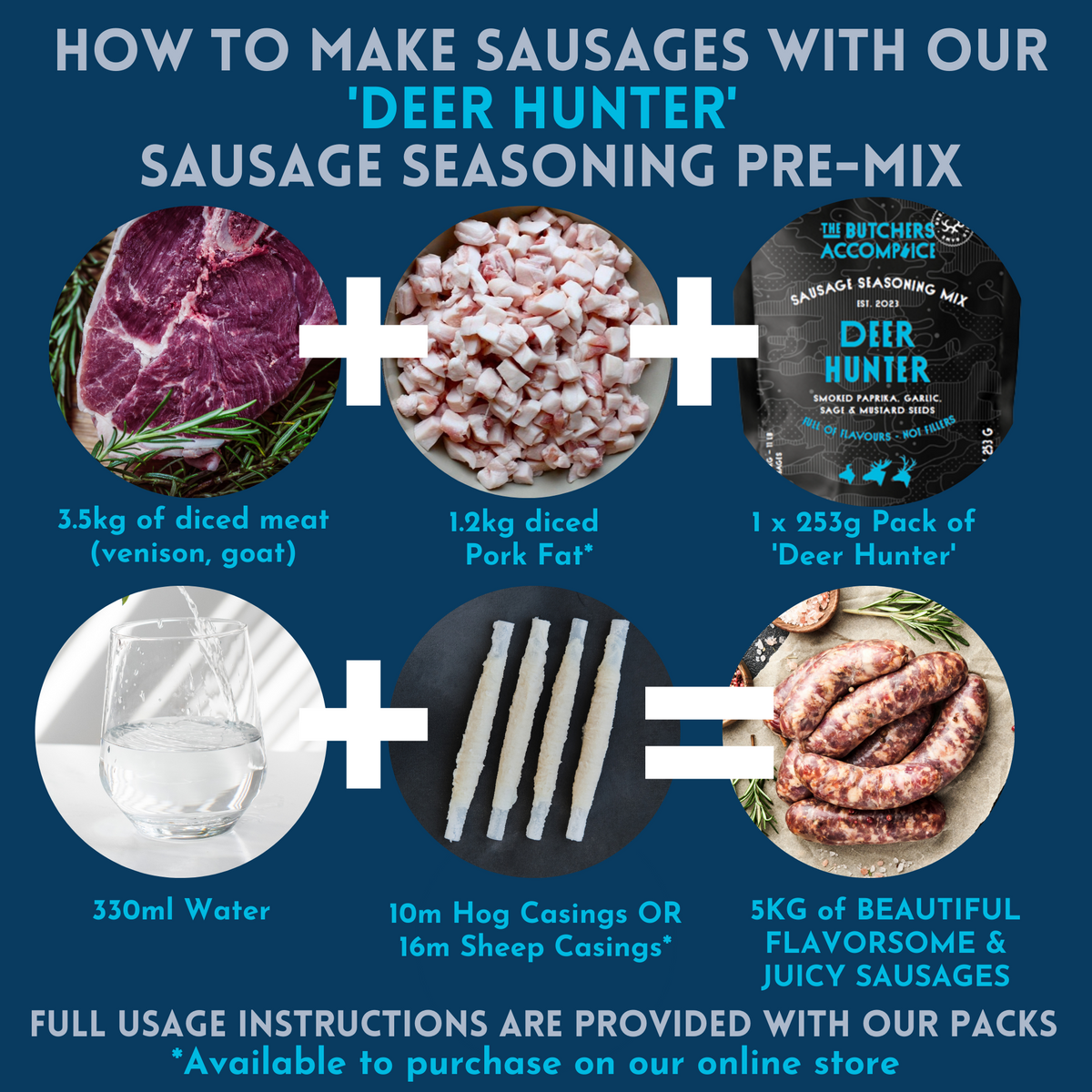 Sausage Seasoning Pack: Deer Hunter (Venison) Sausage 253g