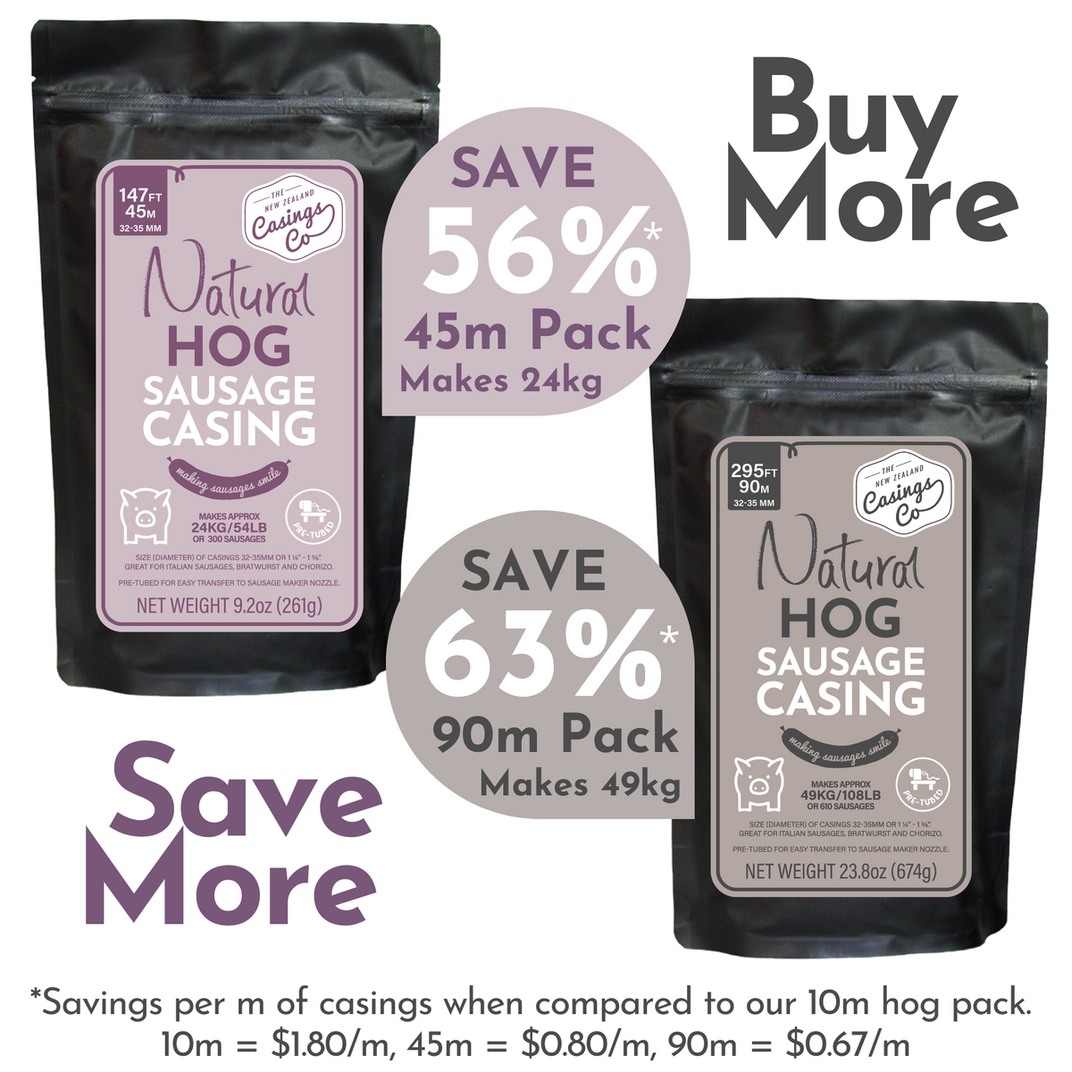 Natural Hog Casings 32-35mm 90m